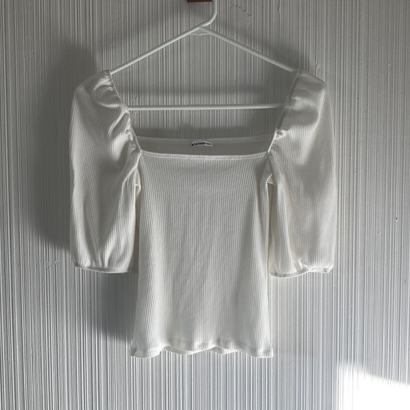 Reformation Tops - Reformation puff sleeve ribbed square neck top Women’s Small
